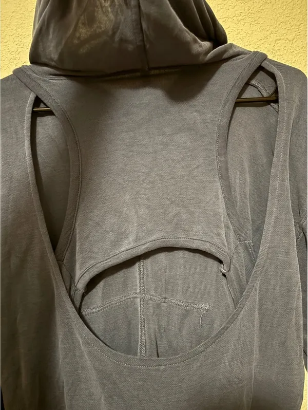 Free People Movement Navy Blue Lightweight Hoodie with Open Back Design - Image 4