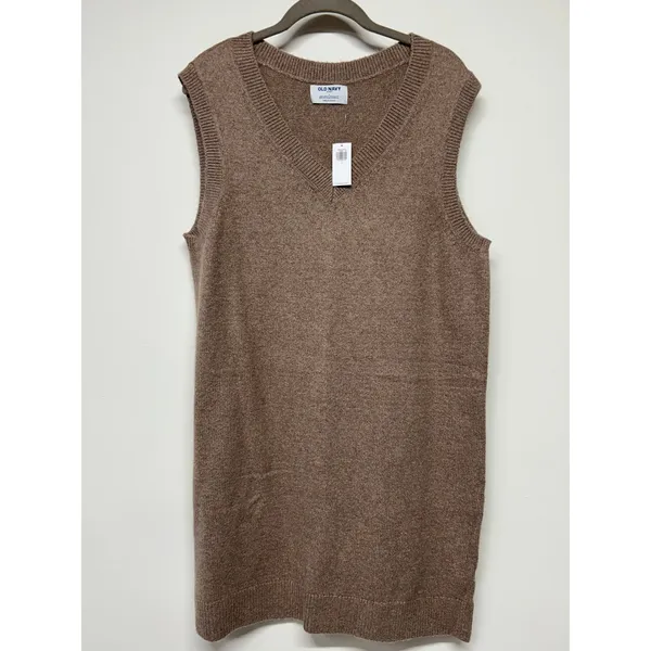 Old Navy V-Neck Sweater Vest‎ Dress Brown Knit Size Large NWT Coastal Preppy - Image 2