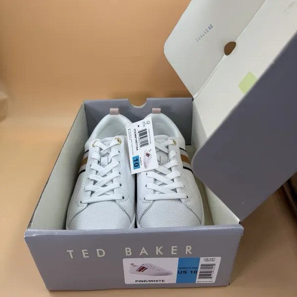 Ted Baker Women s Leather Sneakers, pink/White, Size 10 - Image 10