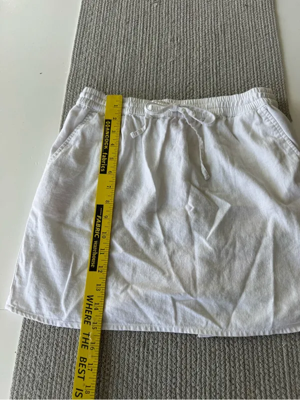 Forever 21 White Linen Drawstring Waist Mini Skirt Size XS - Image 6