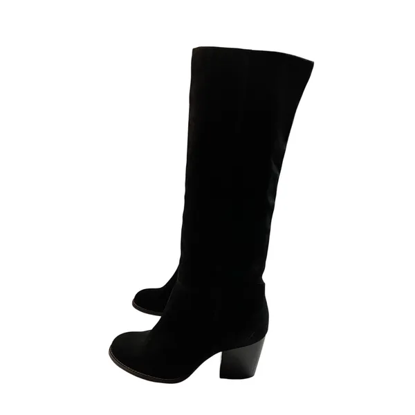 Crevo Atty Knee High Tall Boot Black Suede Stacked Heel Size 7.5 Minimalist Boho - Image 3