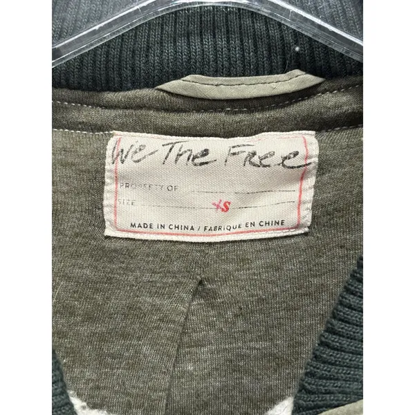 We The Free Jacket Womens Sherpa Bomber Zip Up Size XS Pockets Ivory/Green Lined - Image 2