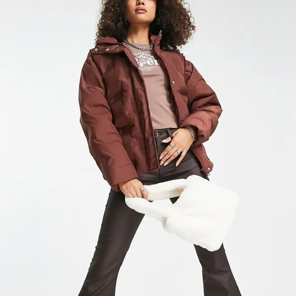 Vintage Reclaimed Brown Puffer Jacket(Size 10) - Image 2