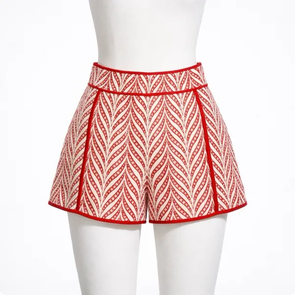 NWT Lovers + Friends Bizzy High Waist Wide Leg Embroidered Chevron Shorts~ L💛 - Image 4
