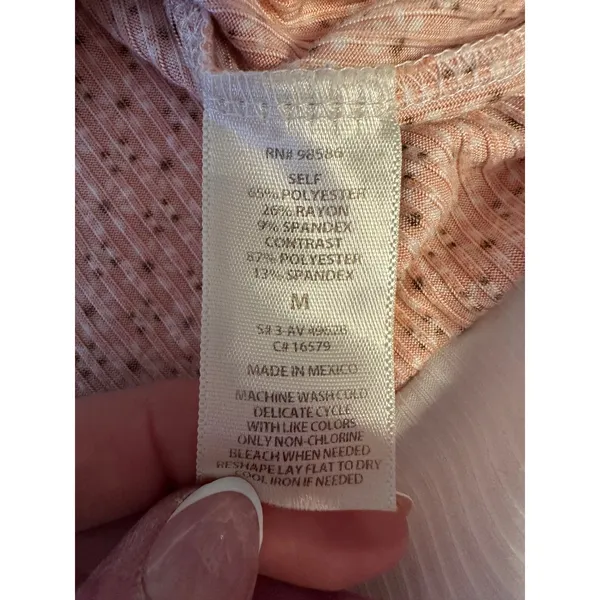 Ava James Womens Floral Mixed Media Ribbed V-Neck Tank Top White Orange Size M - Image 7