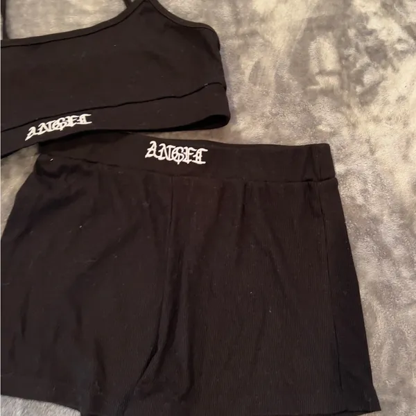 Black Angel Crop Top and Shorts Set - Image 2
