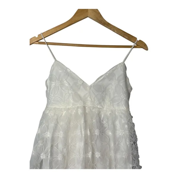 Lulus Floral Lace Midi Dress XS White Bridal Shower Wedding Smocked Coquette NWT - Image 9