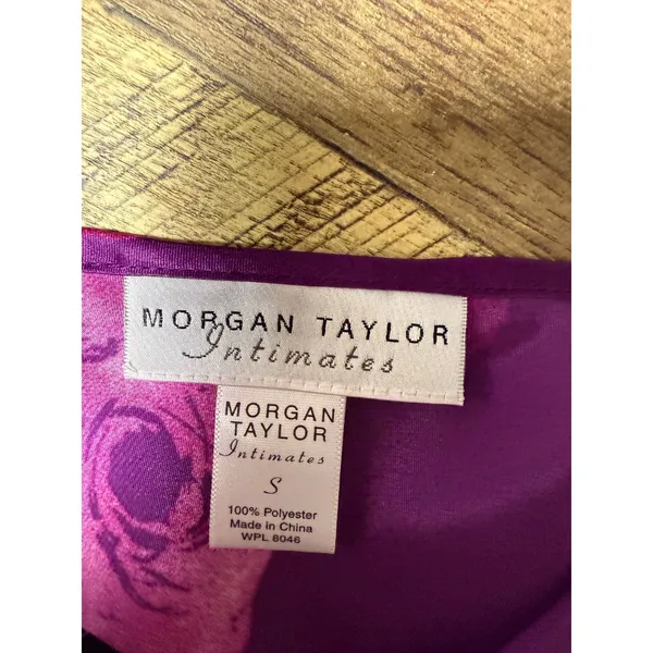 Vtg 90s Morgan Taylor‎ Purple Floral Mini Slip Dress Size S Satin Y2K Lingerie - Image 4