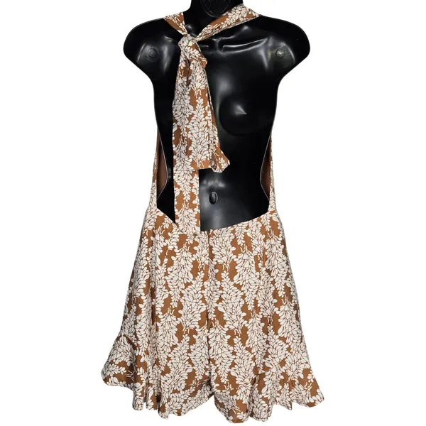 Selfie Leslie Romper Floral Deep V‎ Neck Halter Open Back Tie Back Size Large - Image 2