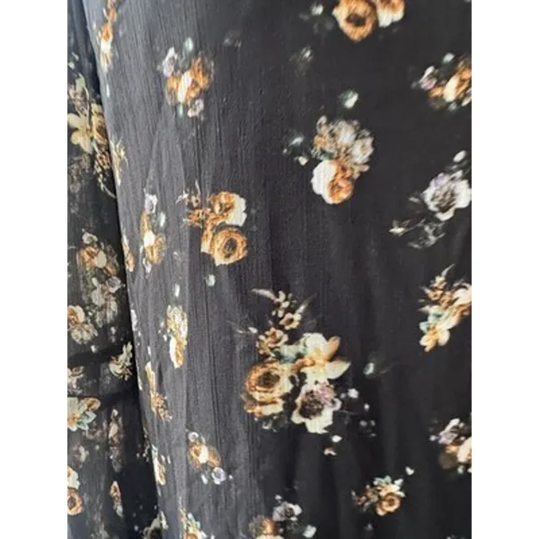 Philosophy Black Floral Chiffon Shift Dress Sz Small Tie Keyhole Flutter Sleeve - Image 7