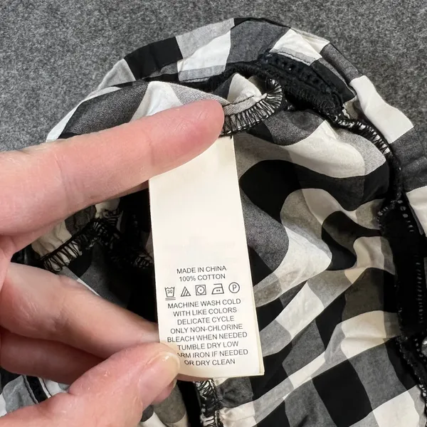 Kate Spade‎ Broome Street Gingham Peplum Top Black White Knotted Strap Size 0 - Image 7