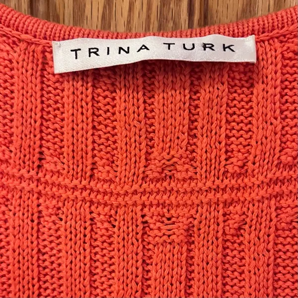Trina Turk Open Crochet‎ Knit Sleeveless Dress Cover-Up in Orange Pop Size XS/S - Image 5