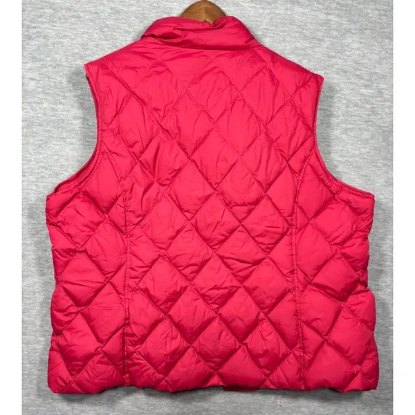 Lands End Womens Vest XL Quilted Nylon Down Red Snap‎ Closure - Image 4