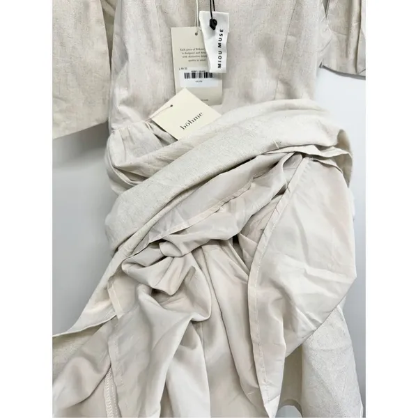 MIOU MUSE Dress Size Small Bow Tie A-Line Mini Linen Blend NWT‎ - Image 11