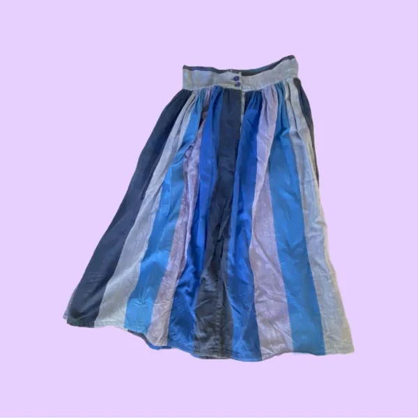 Vintage 90s denim patchwork pleated midi skirt 🔥 - Image 4