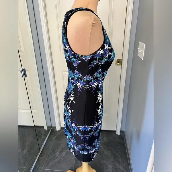Vintage Cache Floral‎ Bead Embellished Sheath Dress Back Zip - Image 3