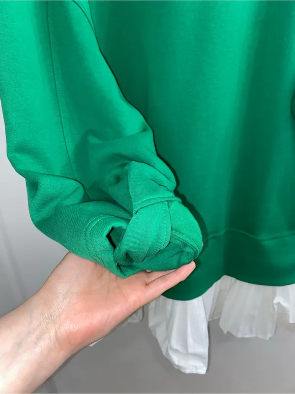 Anthropologie Maeve Green Long Sleeve V-Neck Twofer Knit Ruffle Pullover $118 L - Image 11