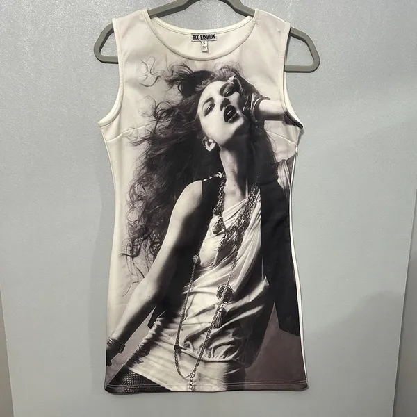 RCC Fashion Womens Mini Dress Graphic Photo Print Sleeveless White Small - Image 3
