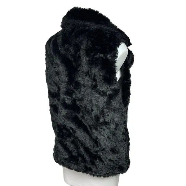 Forever 21 Women's Black Faux Fur Sleeveless Pocket Collar Vest Jacket Size S - Image 3