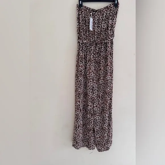 Simplee Belted Leopard Wide Leg Tube Jumpsuit - Image 8