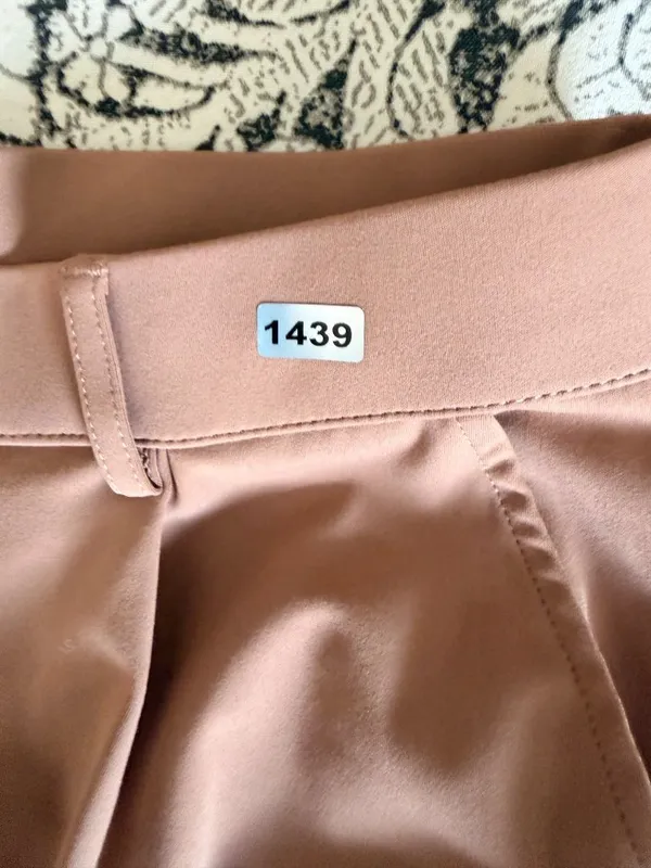 Wide-Leg Camel Trousers Womens Size L High Waist Polyester Blend Dress Pants New - Image 4