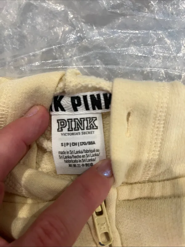 PINK Victoria's Secret Pale Yellow Zip-Up Hoodie size small. - Image 6