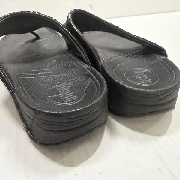 FitFlop Shoes Womens Size 5‎ Black Sequin Thong Flip Flop Wedge Sandals Comfort - Image 6