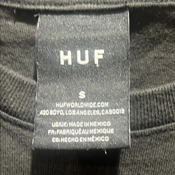HUF Black T-Shirt with Graphic Design, Size S - Image 2
