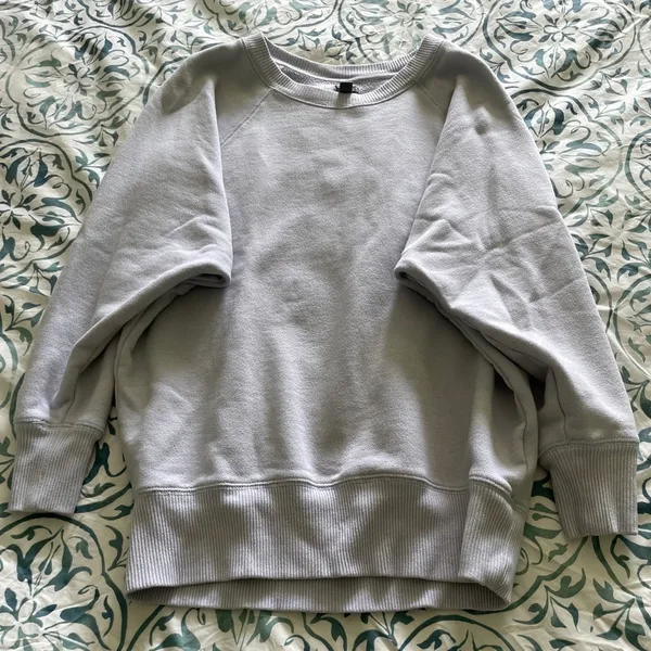 Aerie The Chill Cozy Crew Sweatshirt Light Blue Oversized Fleece Pullover XS - Image 4