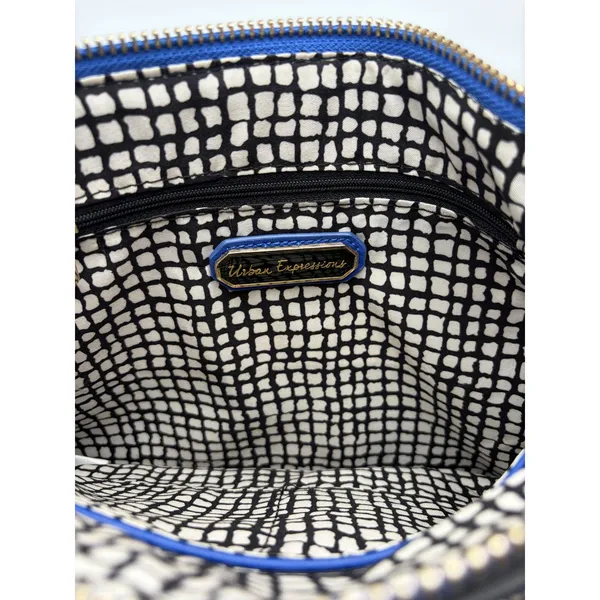 Urban Expressions Black Cobalt Blue Gold Laser Cut‎ Diamond Wristlet Clutch Bag - Image 3