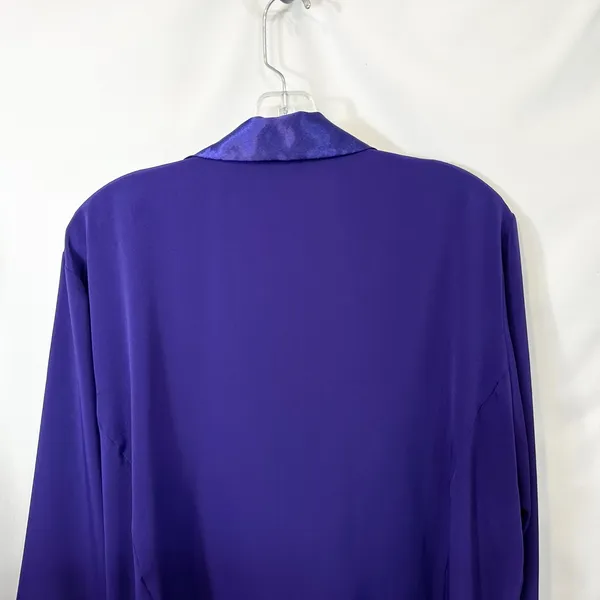 VTG Victoria's‎ Secret Large Pajama Top Purple Satin Trim Double Breasted 1696 - Image 8