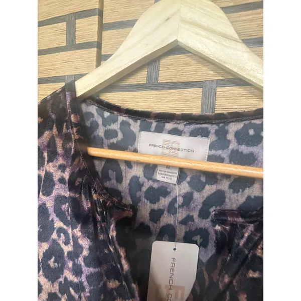 French Connection‎ Animal Print Velour Dress SIze Medium - Image 5