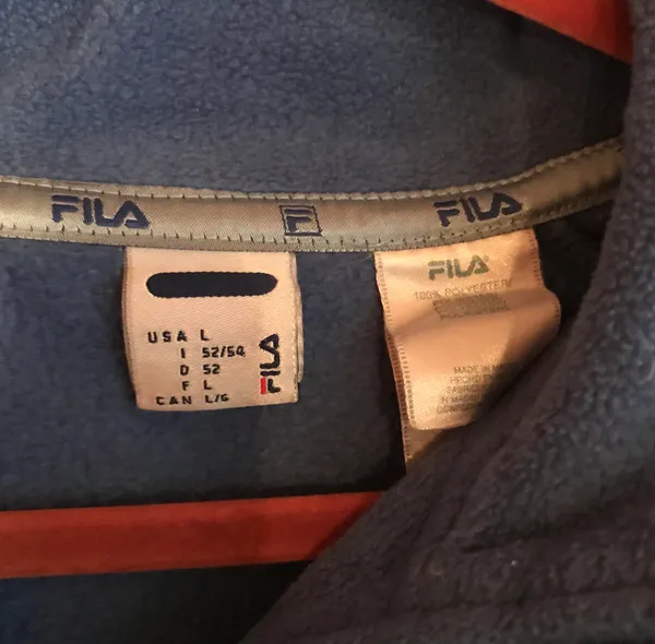 Fila Adorable Blue/White Fleece Quarter Zip Pullover Sweatshirt Top - Image 3