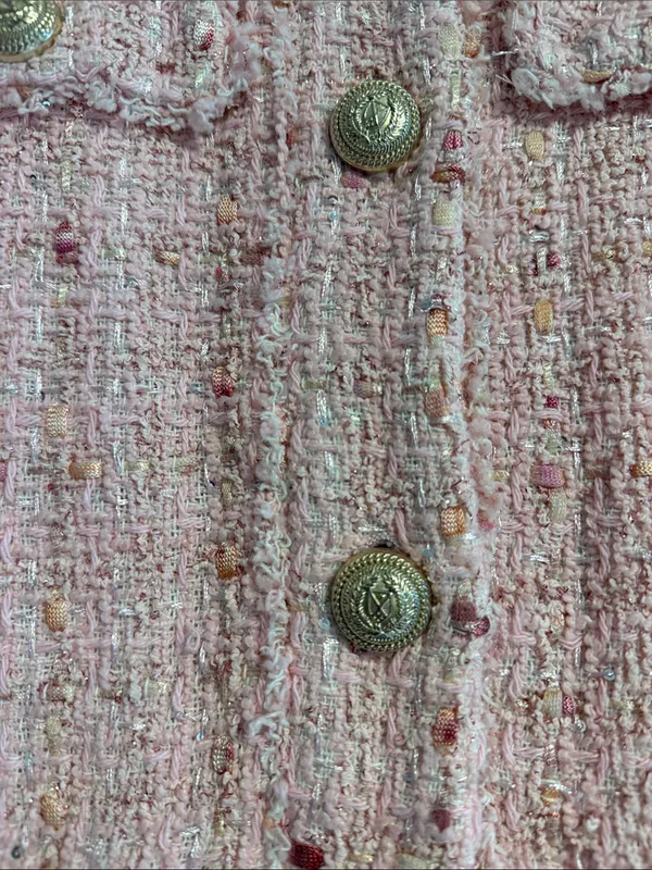 Generation Love Pink Tweed Blazer Size Small | Gold Chain Details - Image 4