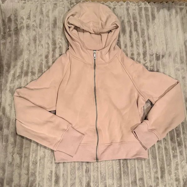 Trendy Queen Ecru/Sand Full Zip Cropped Fleece Hoodie Size L‎ - Image 2