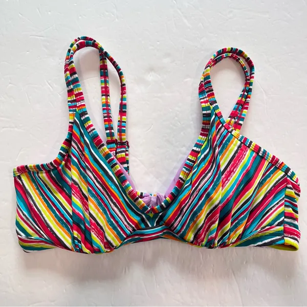 Athleta Montego Colorful Stripes Shirred Underwire Adjustable Bikini Top 38B/C‎ - Image 5