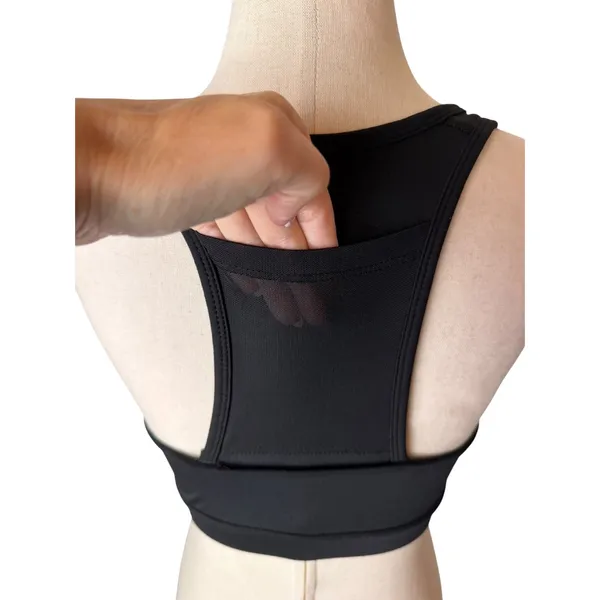Reebok Sports Bra Women Small Black Racerback Mesh Pocket Athleisure Athletic - Image 7