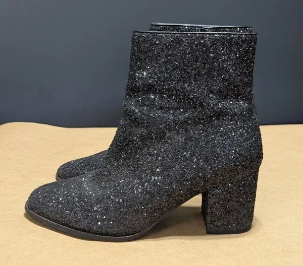 Corkys Razzle Dazzle Black Glitter Ankle Booties Heeled Boots Womens 8 Hey Girl - Image 3