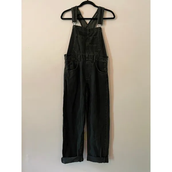 We The Free Gray Black Ziggy Overalls 90s Retro Casual Boho Cotton Women size XS - Image 2