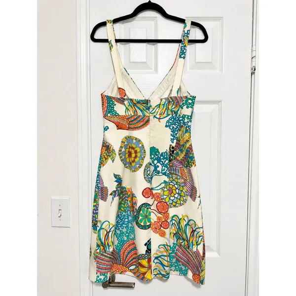 Trina Turk Retro Mod Ocean Botanical Print Fit Flare Dress Multicolor Size 4 - Image 3