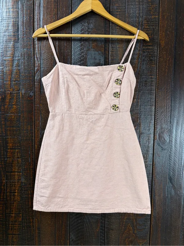 Urban Outfitters Blush Square-Neck Linen Mini Dress Size 2 - Image 7