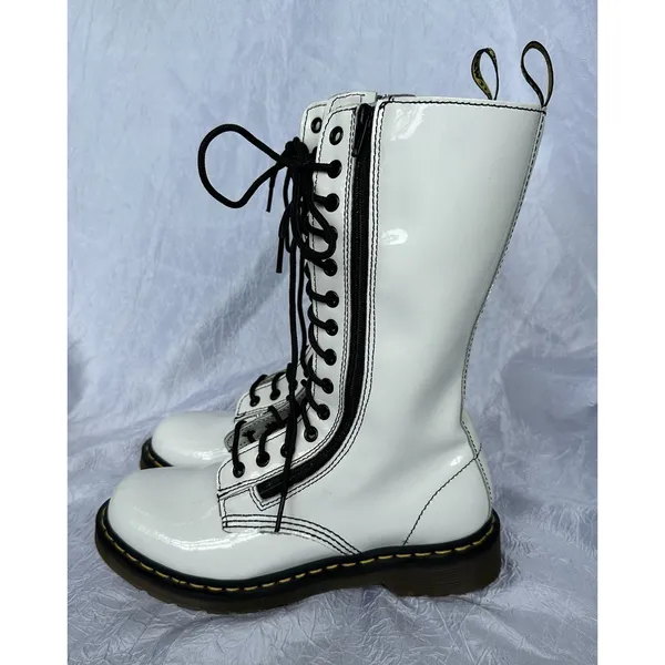 Dr Doc Martens 9733 Patent Lamper Boots with Zipper, White UK 6, US 8‎ Womans - Image 4