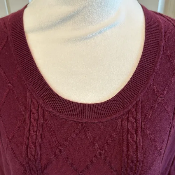 Banana Republic XL Burgundy Scoopneck Cable Knit‎ Sweater - Image 3