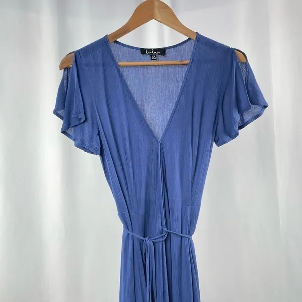 Lulus Heart of Marigold Wrap Maxi Dress‎ in Denim Blue Size Extra Small - Image 6