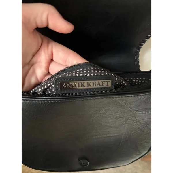 Antik Kraft Black Woven Crossbody Saddle Bag Tassel Purse - Image 4