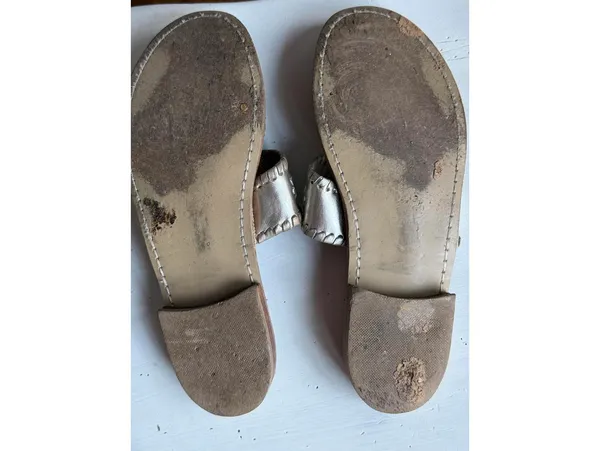 Jack Rogers Metallic Silver Leather Sandals - Image 5