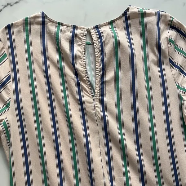 English Factory cotton Striped Asymmetric Midi Dress Sz Medium coastal preppy - Image 6