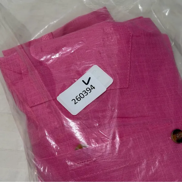 Women's Long Sleeve Button Up Gauze Pink Tunic Top Size Large #260394 - Image 8