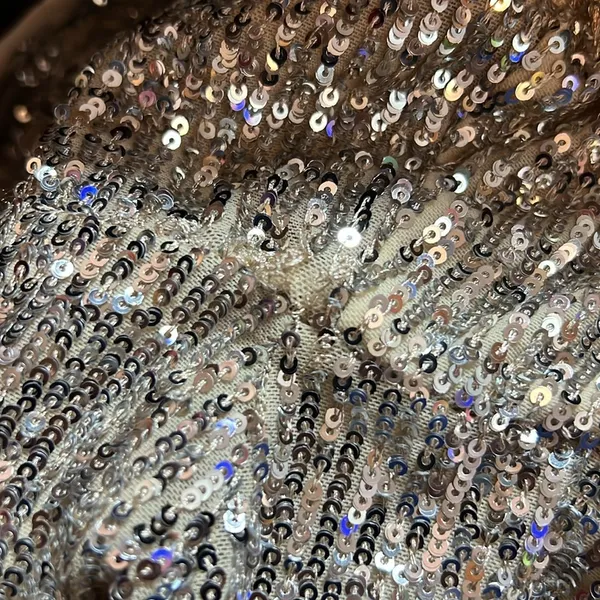 Xscape (with flaws)Size 10 Beige/Tan Underlay Silver Sequin 1 Arm Party … - Image 14