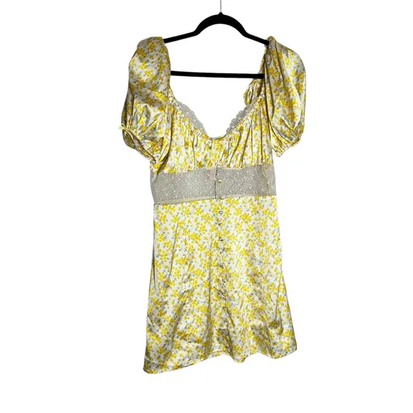 NWT For Love And Lemons Daffodil X Victoria’s Secret Mini Dress Yellow Floral S - Image 3
